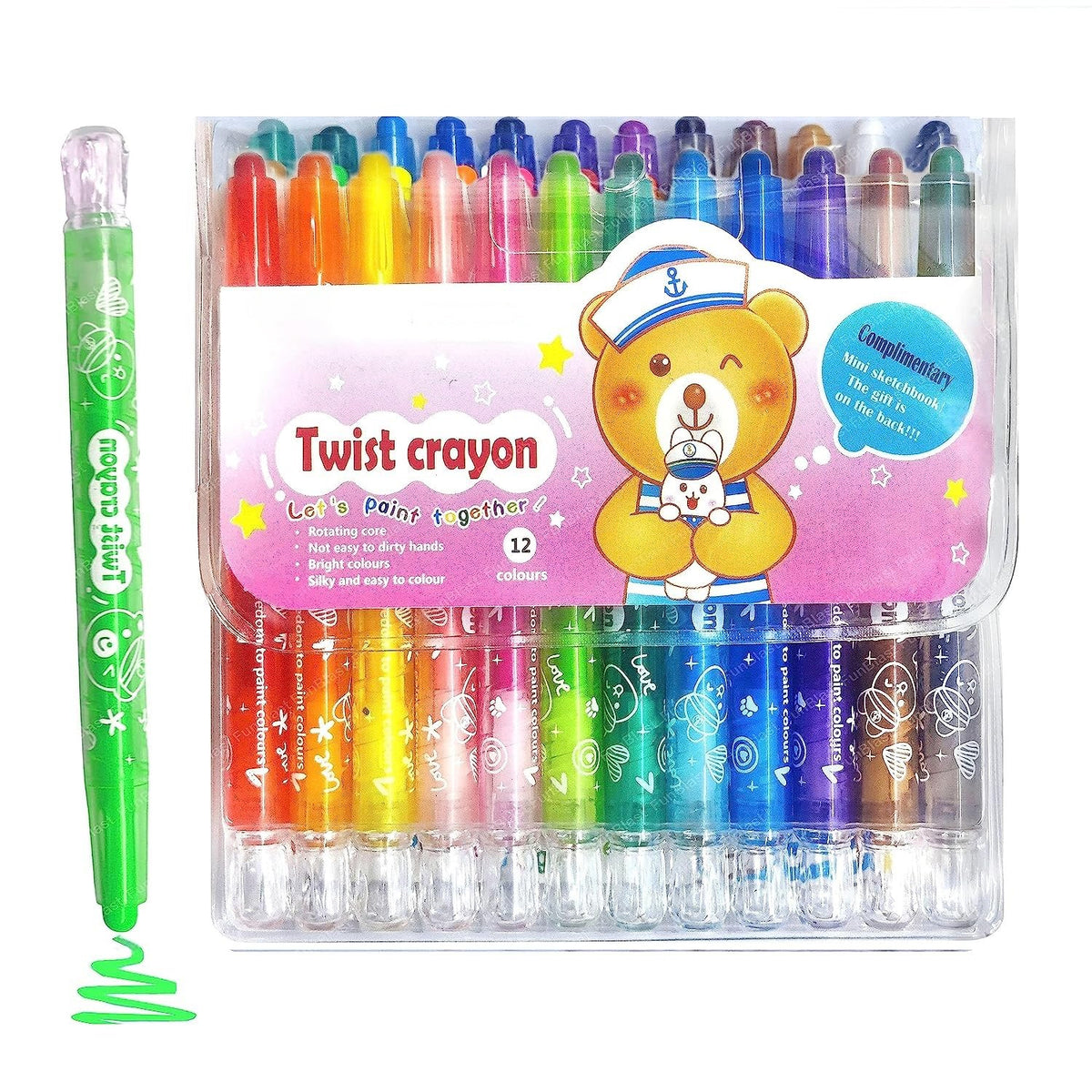 Dengmore Crayons Coloring Kit 8 in 1 Rotating Multi color Crayon Does Not  Dirty Hand Crayon 8 Color Press Rotating Crayon 