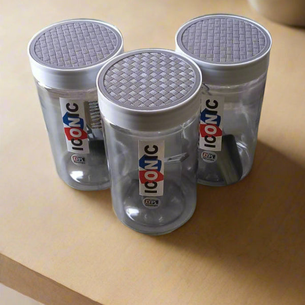 AM3986 DPI Iconic Plastic Storage Containers Jar(With Spoon) 1600ml (Pack of 3Pcs)