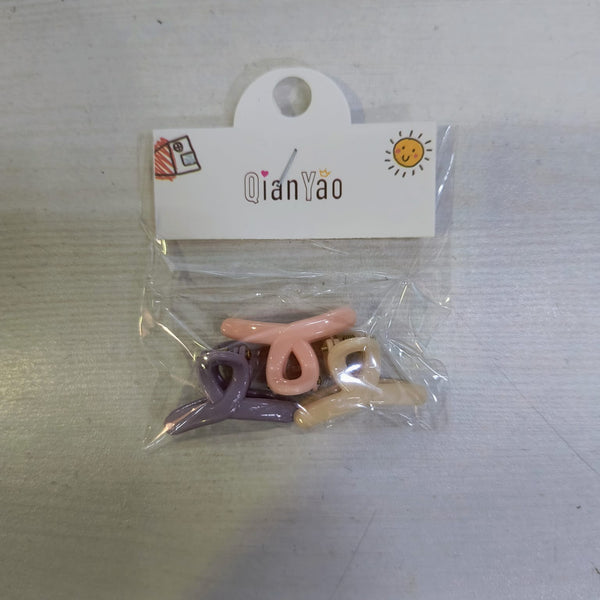 AM1275 Beautiful Mini Cross Shape Hair Clutcher Hair Claw  (Multicolor) - 3pcs