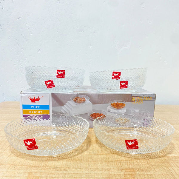 AM5977 Shine max Glass Plate (Multidesign) Set of 6pc -340ml