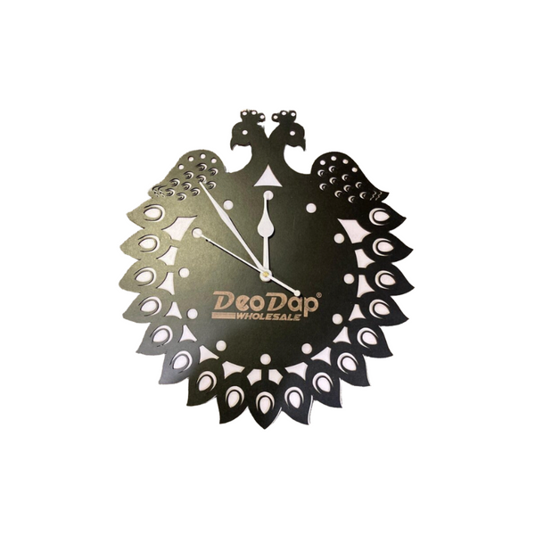 AM0608 Wooden Peacock Shape Wall Clock Round Number MDF design for Home -11.5x11.5