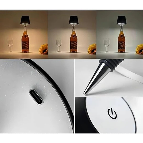 am5416 Wireless Bottle Lamp, 3 Colors Dimmable Wine Bottle Light Touch Control LED Wine Bottle Lamp For Bar Restaurant Bedroom