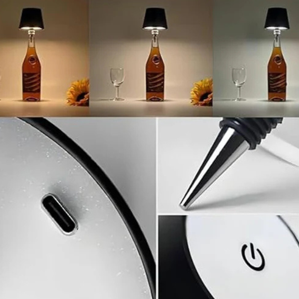 am5416 Wireless Bottle Lamp, 3 Colors Dimmable Wine Bottle Light Touch Control LED Wine Bottle Lamp For Bar Restaurant Bedroom