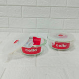 Di0242 Cello Camelia Round Glass Container Set | 2-Piece | 400ml Each with Airtight Lids
