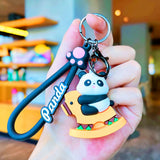 AM5892 3D MultiDesign Silicone Cartoon Animal 2 Keychains with 2 Hooks