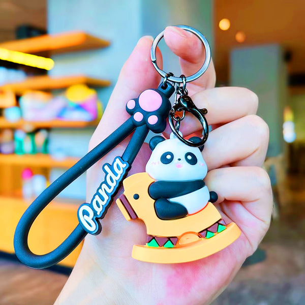 AM5892 3D MultiDesign Silicone Cartoon Animal 2 Keychains with 2 Hooks