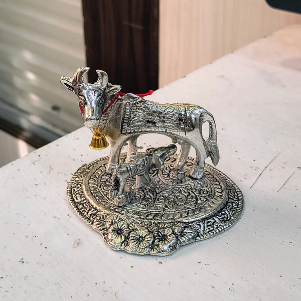AM5589 Cow with Calf Silver Plated Big