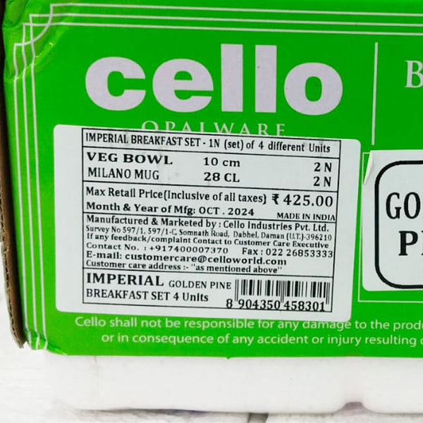 Di0231 Cello Breakfast Set 4-Piece Cup & Bowl Set