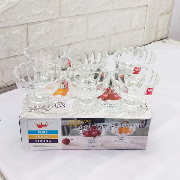 AM3048 Shine Max Glass SMIC626 Ice Cream bowl 140ml Brand Which Shine Guarantee Quality, Health And Trust Set of 6 Piece