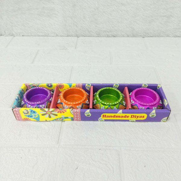 AM0209 Handmade Decorative Diyas For Diwali With wex (4 Pcs)