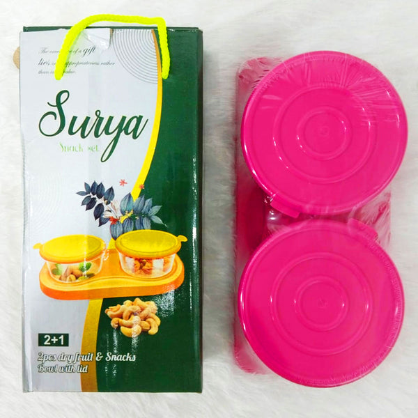Di0224 Surya Snack Set – 2+1 Dry Fruit & Snacks Bowl with Lid