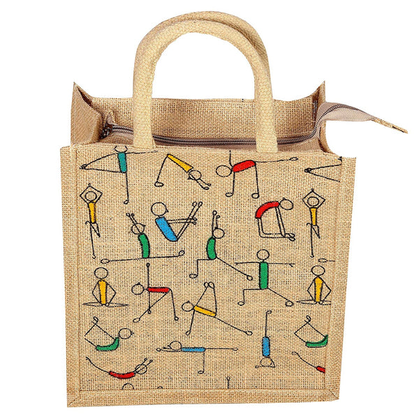 AM0034 Printed Eco-Friendly Jute Bag with Zip Closure