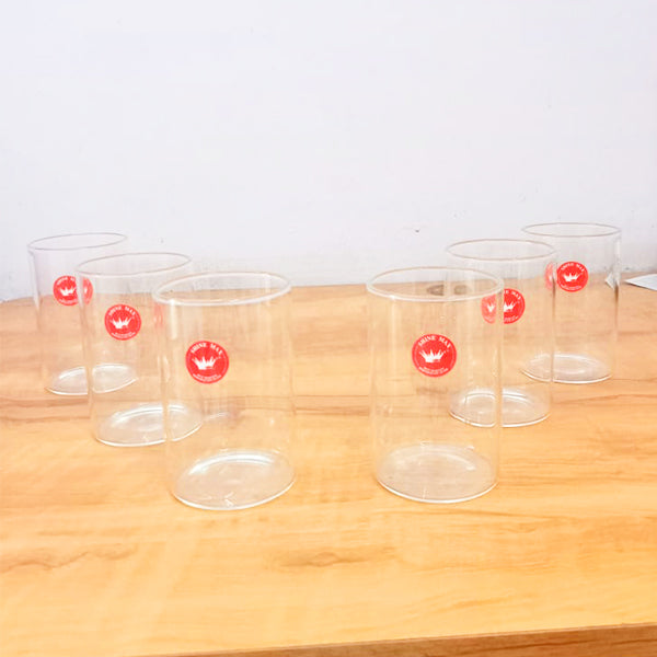 AM5374 Shine Max Glass Borosilicate Glass Microwave Safe Juice Glass (Set of 6 Pcs)