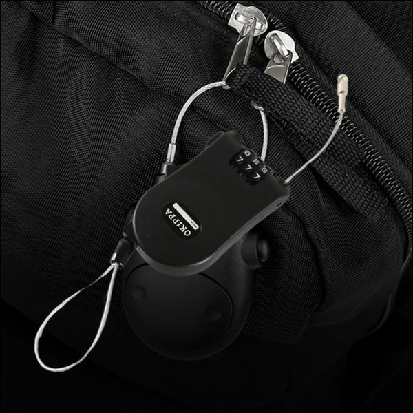 17506 MULTIFUNCTIONAL CABLE LOCK WITH NUMBER CODE FOR TRAVEL | WIRE BLACK SHELL COMBINATION PASSWORD. (1 PC)