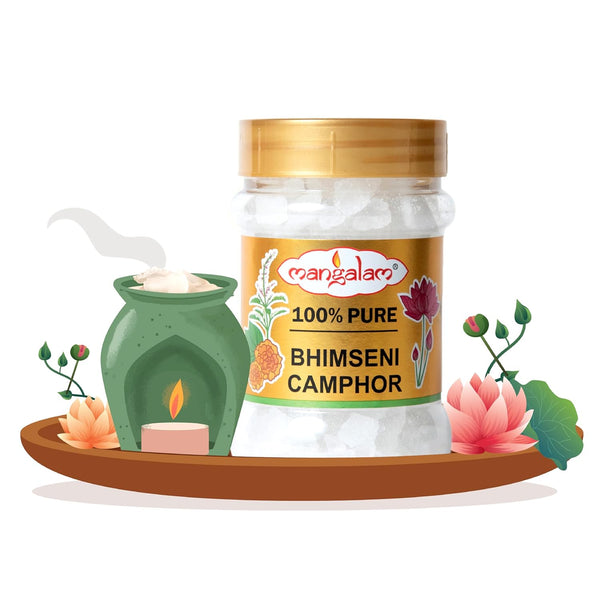 3853 MANGALAM Bhimseni Camphor chunk 100g Jar - Pack Of 1