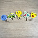 AM5215 Plastic Printed Fancy Self Adhesive Printed Waterproof Adhesive Strong Wall Hook, Multicolour (Multi Design & Color) 3 Pcs