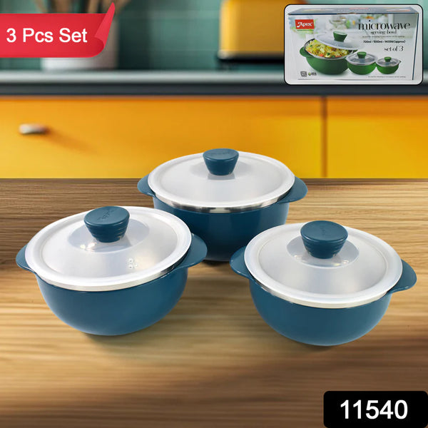 11540 Apex Microwave-Safe Serving Bowl 3 Pcs Set (700ml, 1000ml, 1400ml)