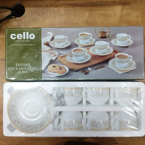 AM5671 Cello Divine Costa Multi-Design Cup & Saucer (Set of 6 Pcs)