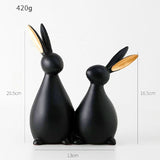 AM5366 2 Rabbits Pair Sitting Figurine Home Decoration Showpiece - Pack of 1 Rabbit pair