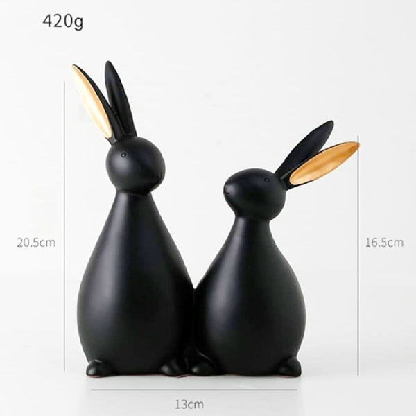 AM5366 2 Rabbits Pair Sitting Figurine Home Decoration Showpiece - Pack of 1 Rabbit pair