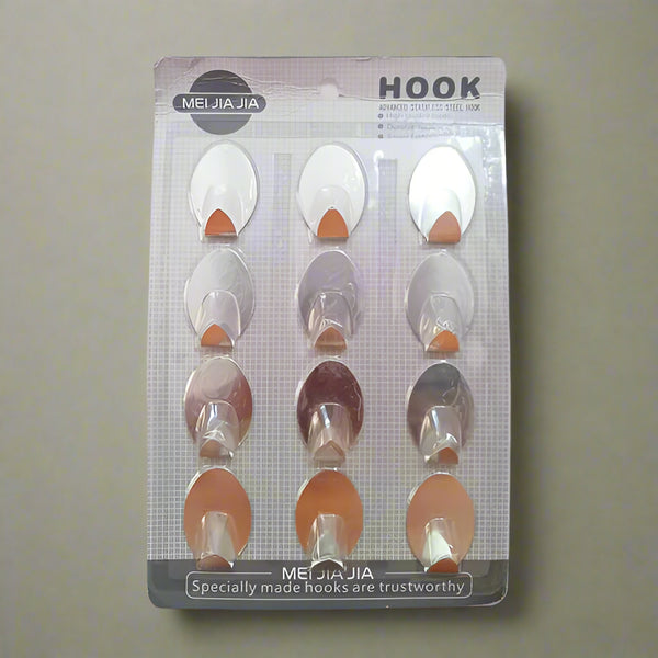 AM2168 Best Statinless Steel Hook 12Pcs Steel Silver Hooks for Wall Hanging, Kitchen, Bathroom