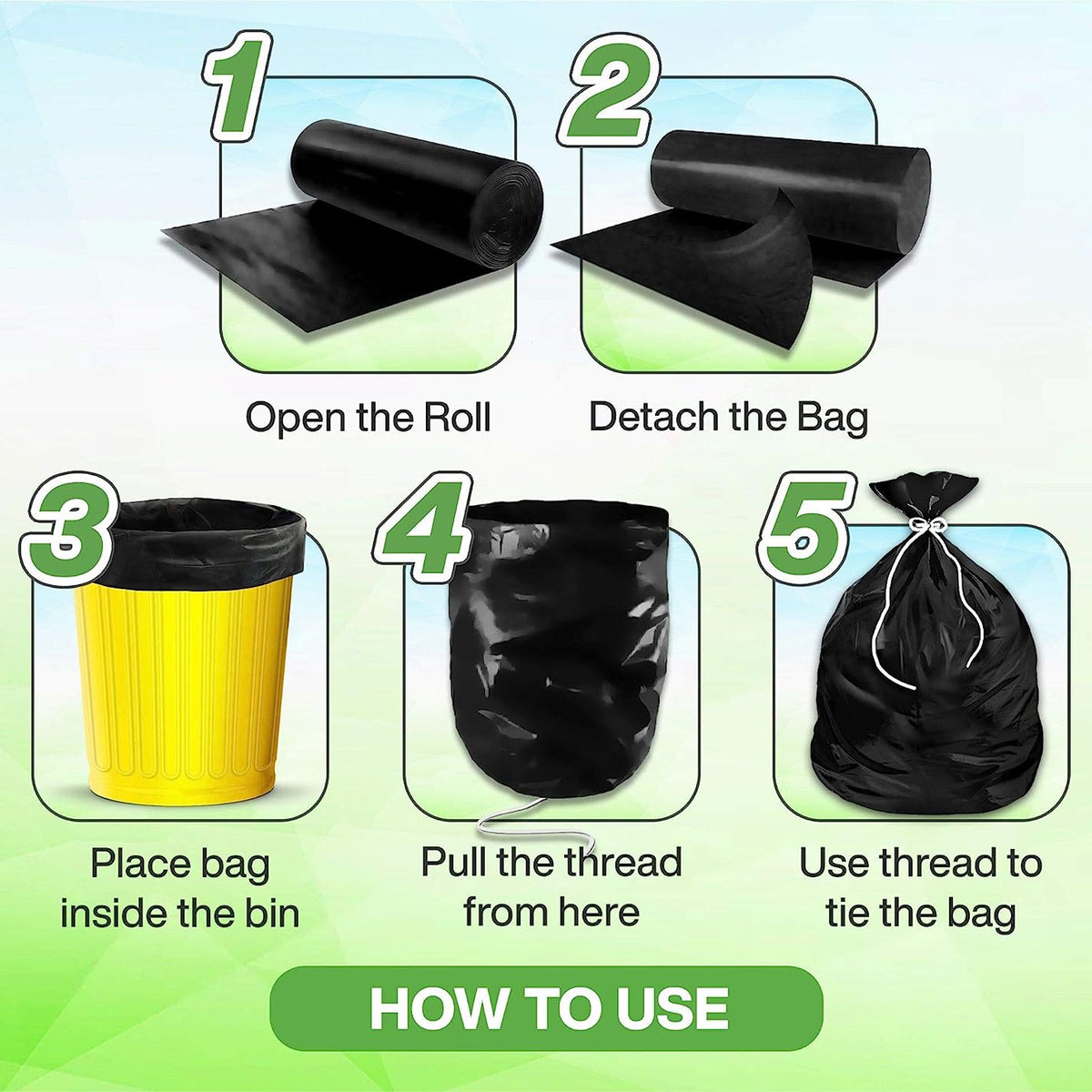 Black Waste Management Garbage Bags - 17 Micron, 200 Bags