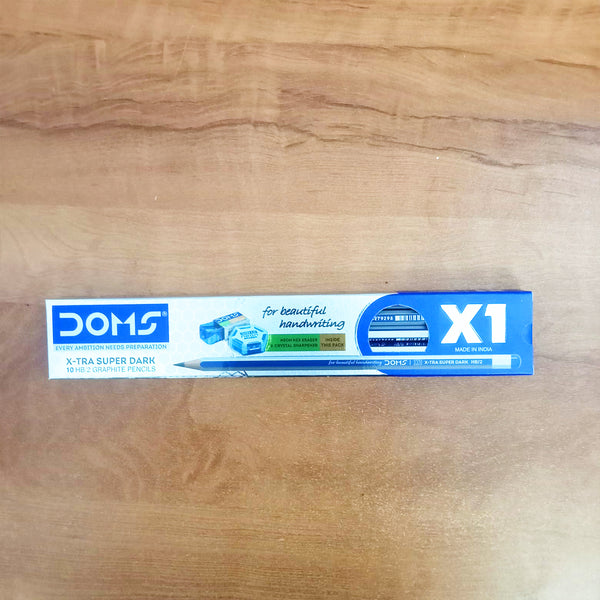 AM5505 Doms X1 X-Tra Super Dark Pencils 1 Pack - 10 Pencils - 1 Eraser + 1 Sharpener + 1 Protective Cap Free