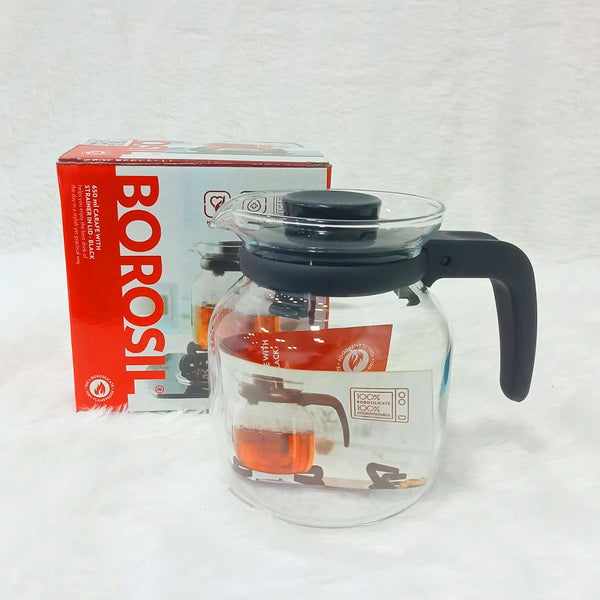 AM6165 Borosil 650 ml Glass Carafe with Strainer in Lid - Black