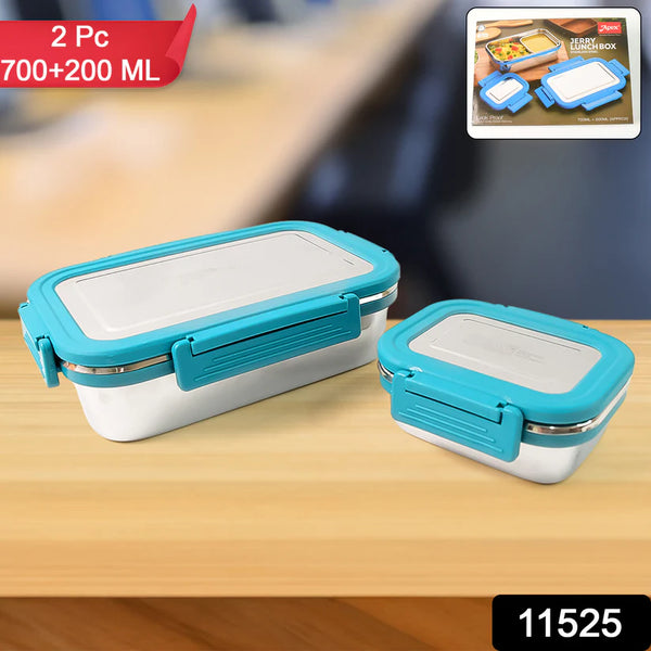 11525 Apex Jerry Lunch Box Premium Stainless Steel Food Container (2 Pc / 700+200 ML Approx)