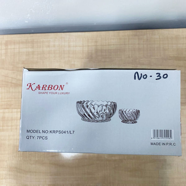 AM5983 Crystal Glass Serving Bowl (Multidesign)- Set of 1 Large & 6 Small Bowl-- KRPS041-L7 & KRPS021-L7 & KRPS031-L7)