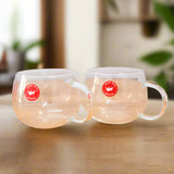 AM5375 Shine Max Transparent Glass Tea - Coffee Mug (Set Of 2 Pcs)