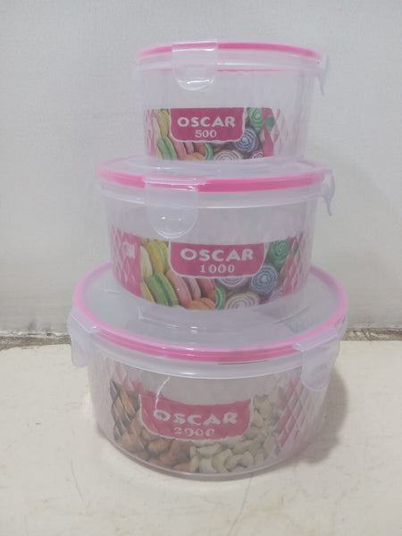 3600 Oscar Storage Container,  Air Tight Container, set of 3 pcs  2000ml, 1000ml, 500ml