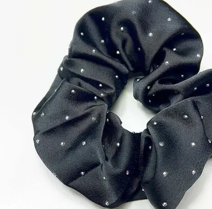 AM1286 Rhinestone Glossy Soft Satin Silk Hair Scrunchies Hair Elastic Bands 1pc