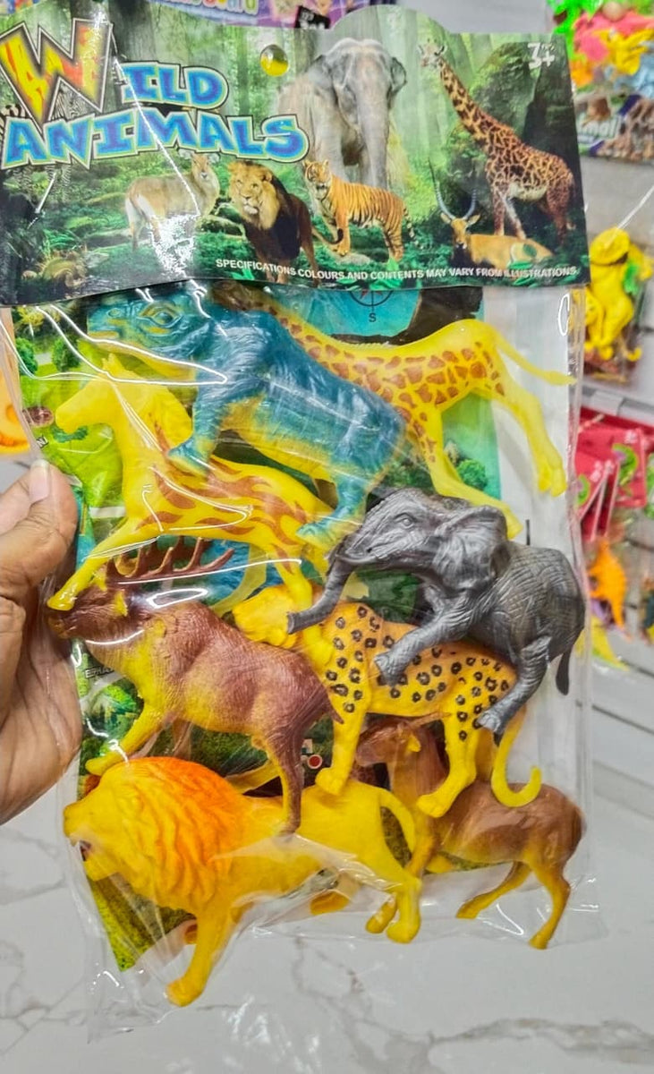A06483 Wild Animals Plastic Toy Figures Set (Pack of 8 Figures