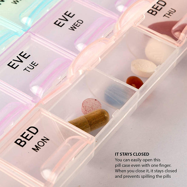 0383 Pill Case- 4 Row 28 Squares Weekly 7 Days Tablet Box Holder