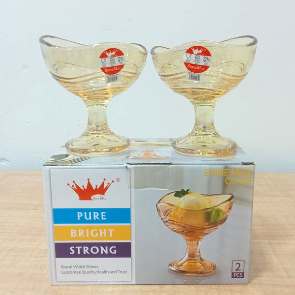 AM5996 Elegant Glass Ice Cream & Dessert Bowl 2 Pcs (SMIC-632-L2G & SMIC-632-L2B)