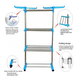 AM5609 NPDP Modular 3 Layer Clothes Stand - Case Steel Dryer Rack for Indoor, Outdoor, Balcony