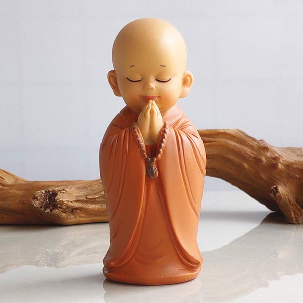 AM5364 Little Monk Sculpture Hand-carved Buddha Standing statue -Pack of 1 pcs ( Multidesign)