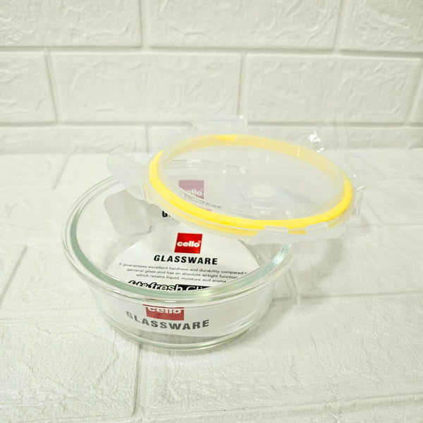 Di0003 Cello Fit & Fresh Clip-O Round Glass Storage Container - 650ml