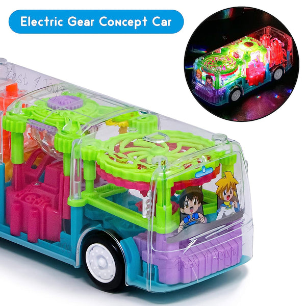 AM0133 3D Light & Musical Sound Gear Bus with 360 Degree Rotating Battery Operated Toys