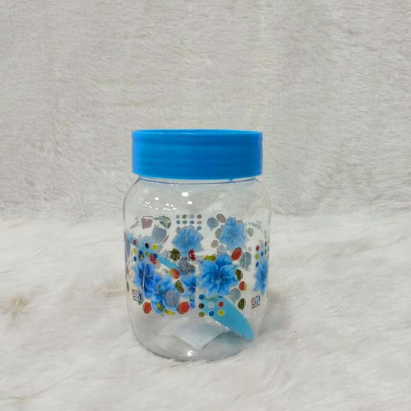AM6264 Plastic Storage Jar with Lid & Floral Print – Includes Measuring Spoon