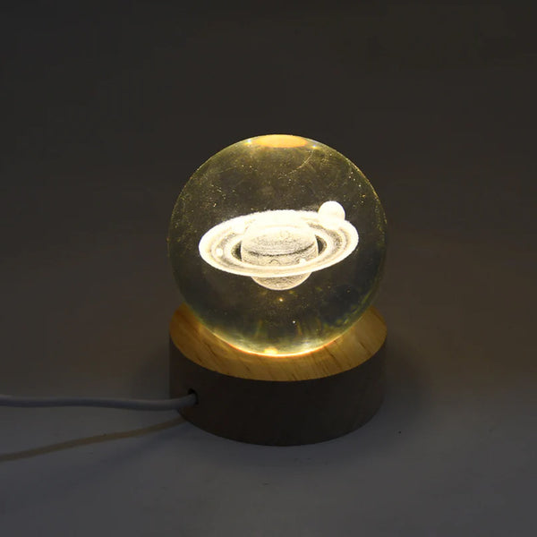 13607 Astronaut 3D Crystal Ball lamps With Wood Base (1 Pc)