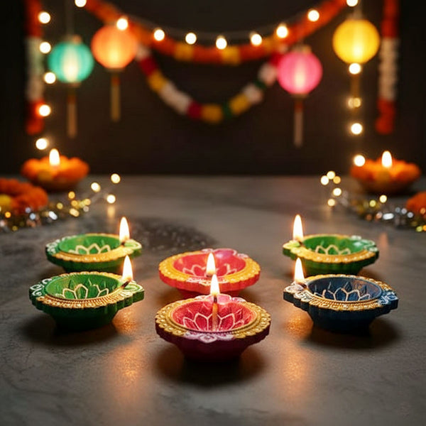 AM0208 Handmade Decorative Diyas For Diwali Decoration (6 Pcs)