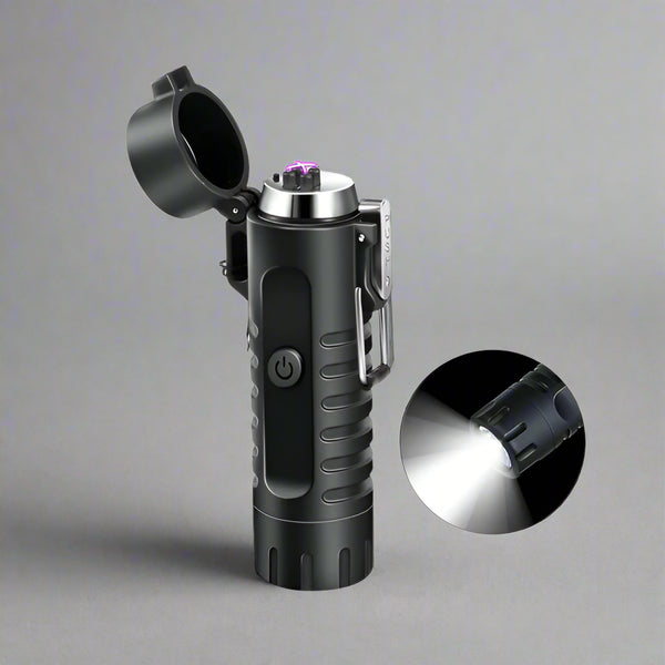 AM5243 Plasma Electric Lighter Rechargeable, Waterproof Lighter Plasma Lighter with Flashlight 360°Flexible Long Neck ARC Lighter Flameless for Camping Hiking
