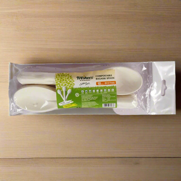 AM5815 Freshee Disposable Bagasse Spoons - Pack of 10