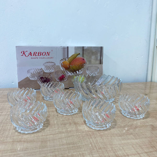 AM5983 Crystal Glass Serving Bowl (Multidesign)- Set of 1 Large & 6 Small Bowl-- KRPS041-L7 & KRPS021-L7 & KRPS031-L7)