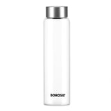 AM6163 Borosil Crysto Slim Glass Bottle with Sliver SS Lid - 1 Ltr