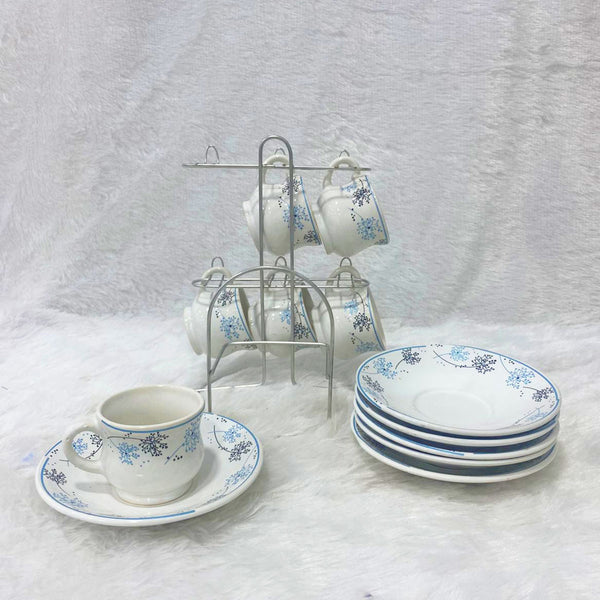 Di0363 Lp Elegant Designer Cup & Saucer Set with Stainless Steel Stand (Set of 12pc)