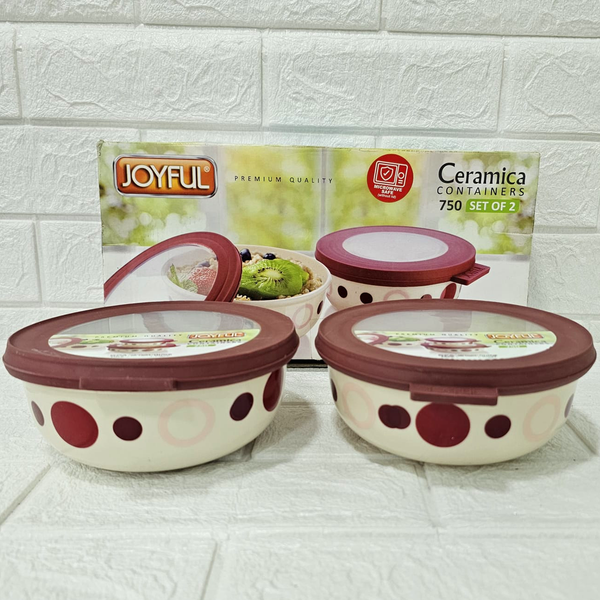 Di0059 Joyful Ceramica 2-Piece Container Set – 750 ml Each, Durable & Elegant Storage
