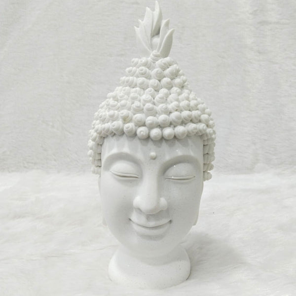 AM6246 Small White Buddha Head Sculpture – Peaceful Home Décor